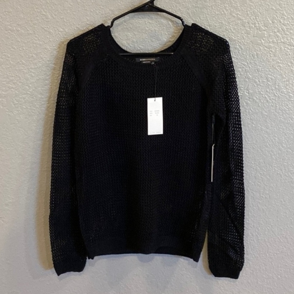 NWT BCBG Black Textured Knit Top - XL - Picture 2 of 5